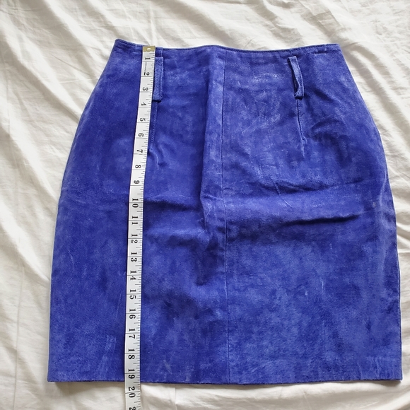 NWT Vintage Express Royal Blue Suede Leather Skirt Size 12 - Picture 7 of 7